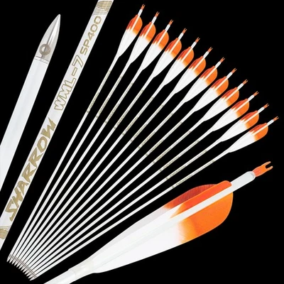 32" Pure Carbon Arrows Feather SP400-800 Archery Recurve Bow Hunting Shoot .003" - Image 1 of 4