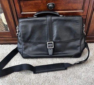 VINTAGE TRANSATLANTIC FLAP BUSINESS BRIEF COACH 70304 schwarz Leder - Bild 1 von 20