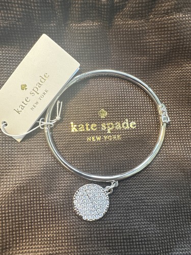 Braccialetto Ciondolo Kate Spade Cerchio Pavé Argento Nuovo con etichette $58msrp