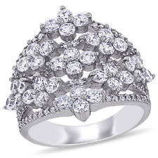 Amour Sterling Silver Cubic Zirconia Floral Cluster Anniversary Band