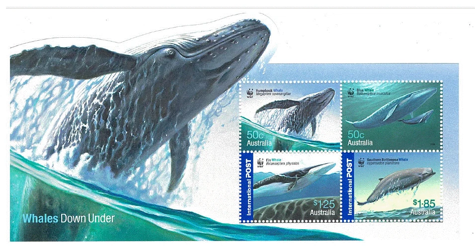 Мини-лист Australia Whales Down Under как новый без наклеек и следов 2006 - Изображение 1 из 1