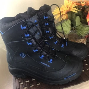Columbia Youth Girls 7 Bugaboot 111 WP 200 G Boot Black Blue Winter Snow Kid - Picture 1 of 10