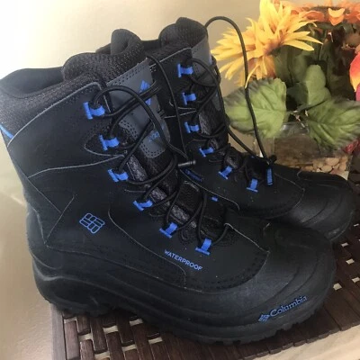 Columbia Youth Girls 7 Bugaboot 111 WP 200 G Boot Black Blue Winter Snow Kid - Изображение 1 из 4
