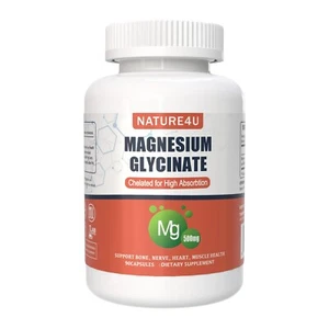 Nature4U Magnesium Glycinate 500mg, 90 Capsule - Chelate for High Absorption - Picture 1 of 8