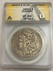 1896-S VF MORGAN SILVER DOLLAR. ANACS VF20 DETAILS, CLEANED. 1