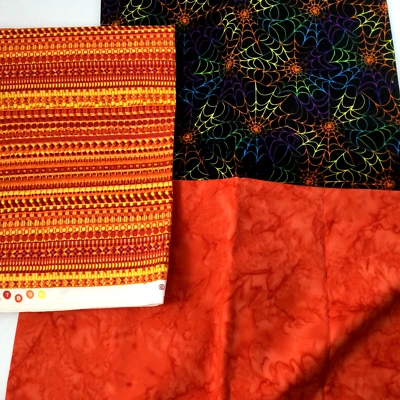 Cotton Fabrics Quilting Sewing Craft Orange Black Halloween 4 Yd - Image 1 of 4