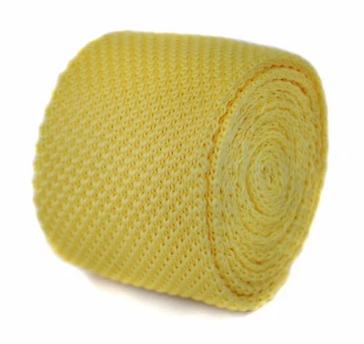 Corbata de seda tejida Frederick Thomas para hombre - amarilla pálida - lisa ajustada boda Foto 1 de 4