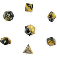 DICE Chessex LEAF BLACK GOLD Set 10d10 d10 Veined Marble Shiny 27218 