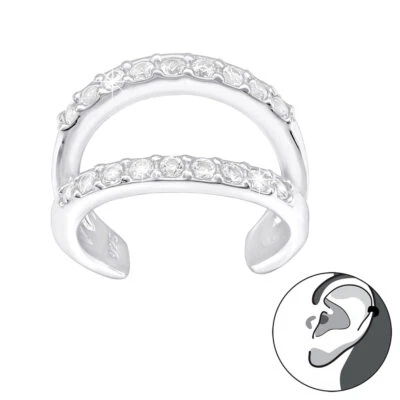 O&S  Ohrklemme  Silber 925  Ear Cuff Ohrring ohne Loch tragbar Zirkonia Geschenk - Bild 1 von 2