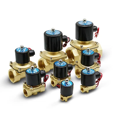 AC 220V DC 12V-24V Normal Closed Electric Solenoid Valve Water Air Gas Brass N/C - Image 1 of 4