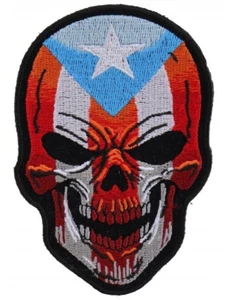 NUEVA CALAVERA CON BANDERA PUERTORRIQUEÑA MOTOCICLISTA HIERRO EN PARCHE - Imagen 1 de 1