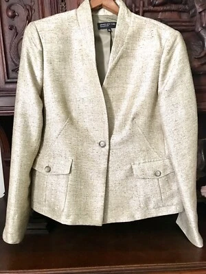 Jones NY Collection Size 6 Fall Blazer Jacket Brown Beige Gold - Image 1 of 4