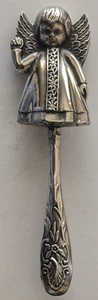 Sonajero bebé niña ángel ondulador esterlina vintage - Imagen 1 de 9