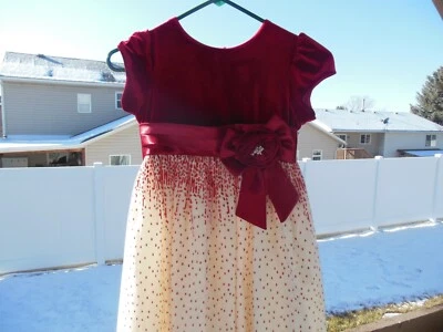 ¡VESTIDO DE TERCIOPELO ROJO JAYNE COPELAND NIÑAS! ¡TUL BRILLANTE! ¡FIESTA E IGLESIA! TALLA 8 Foto 1 de 4