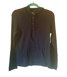 G.H. Bass & Co.  Women's Small Long Sleeve T-Shirt Hoodie Navy Blue Top Pocket - Picture 1 of 8