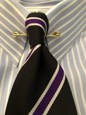 Curled Ends Clip-on Collar Bar Gold-tone Metal EUC - Image 1 of 4