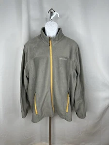 Eddie Bauer Men's Gray Yellow Zip Fleece Jacket Coat Pockets Sz 2XL - Picture 1 of 13