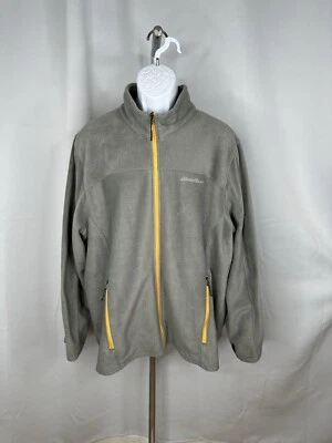Eddie Bauer Men's Gray Yellow Zip Fleece Jacket Coat Pockets Sz 2XL - Image 1 of 4