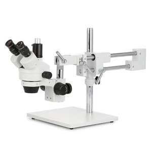 Microscopio zoom estéreo focal simulador AmScope 7X-90X con soporte de pluma de doble brazo - Imagen 1 de 14
