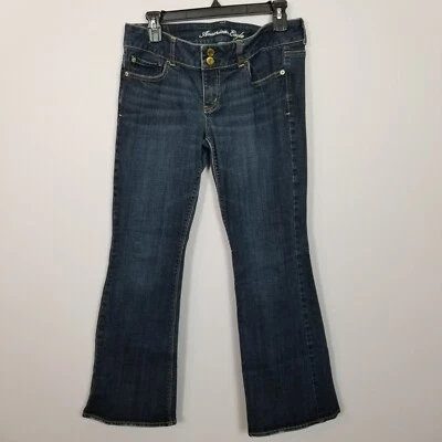 AMERICAN EAGLE Stretch 5-Pocket Flared Denim Jeans Blue Size 10 Short - Image 1 of 4