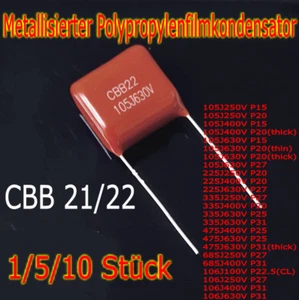 1/5/10Stück CBB21/22 105~685J250~630V metallisierter Polypropylenfilmkondensator - Picture 1 of 7