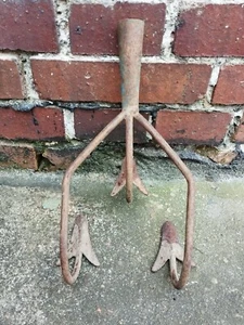 Alter Eisen Rechen Gartenarbeit 3 Zinken Hacke Kultivator Egge  - Bild 1 von 6