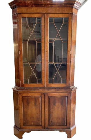 Lillian August Antique Burlwood Corner Cabinet Cover