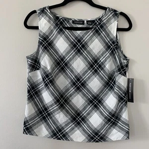 Blusa sin mangas 100 % lino Parisian Signature para mujer negra blanca a cuadros talla 6 - Imagen 1 de 7