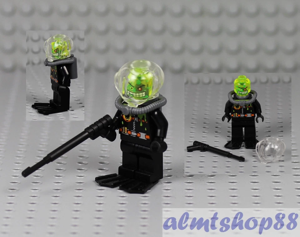 LEGO - Slime Face Minifigure - 8636 Agents Villain Wetsuit Zipper Neon Green - Image 1 of 1