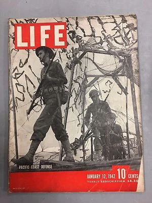 LIFE MAGAZINE JANUARY 12, 1942 PACIFIC COAST DEFENSE RUSSIAN ARMY MALAY WWII - Image 1 of 2