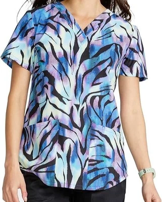 Womens Cherokee Scrubs Top V-Neck Print CK662 /XS/ Wild Abstract/Modern Classic - Image 1 of 4