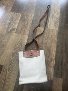 Bolso Bandolera Ann Taylor Hecho en Italia Cuero Blanco Marrón *Manchas - Imagen 1 de 16