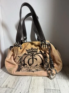 Raro ciondolo borsa a tracolla Y2K Juicy Couture vintage rosa velluto hobo *vedi foto - Foto 1 di 20