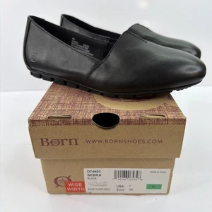 Born Damen Sebra Slipper schwarz Vollnarbenleder - D74603, schwarz weit mit - Bild 1 von 6