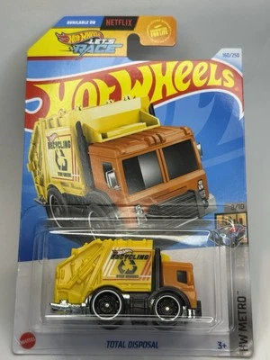 Hot Wheels - Total Disposal Yellow Recycling Truck  #160 Netflix Let's Race 7006 - Image 1 of 2