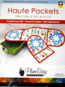 Haute Pockets Forno Mitt Porta Pentola Mini Runner da Tavolo Prugna Facile Cucito Modello - Foto 1 di 2