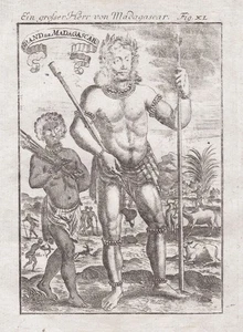 Madagascar Island Costume Costumes Africa King Roi Mallet Copperplate Engraving - Picture 1 of 1