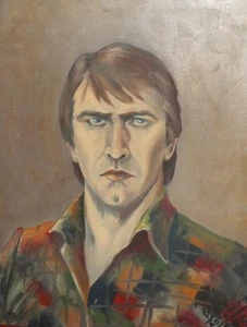 Vintage modernist oil painting portrait man signed - Picture 1 of 12