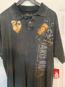 NEW Vintage Hard Rock Myrtle Beach Embroidered Gray Polo, Size LARGE - Picture 1 of 4