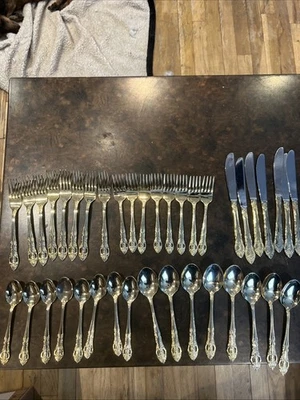 Vintage H.F. LTD vergoldetes Edelstahl Besteck Set für 8 Ausschnitte und mehr 39 Teile - Bild 1 von 4