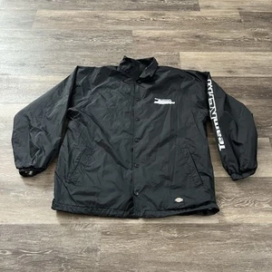 Dickies Jacket Nylon Windbreaker Men’s Large Lined Black Snap Front Long Sleeve - Picture 1 of 15
