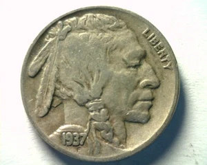 1937-D BUFFALO NÍQUEL MUY FINO EN MUY BUEN ESTADO BONITA MONEDA ORIGINAL BOBS MONEDAS ENVÍO RÁPIDO 99c - Imagen 1 de 2