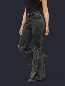 Plus Size XXL High Rise Stretch Jeans With Knee Accent - Picture 1 of 2