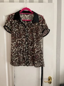 Star by Julien MacDonald Animal Print Sequin Short Sleeve Belted Blouse Size 16. - Picture 1 of 6