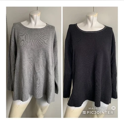 J.Jill Reversible Talla XL Negro/Gris Manga Larga Jersey Suéter  Foto 1 de 4