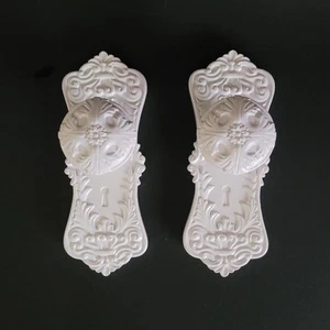 2 Belle Maison Victorian Shabby Chic Türknauf Wandhaken Aufhänger Deko weiß - Bild 1 von 9