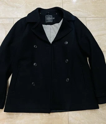 Chaqueta Topman Black Peacoat para hombre grande de mezcla de lana Foto 1 de 4