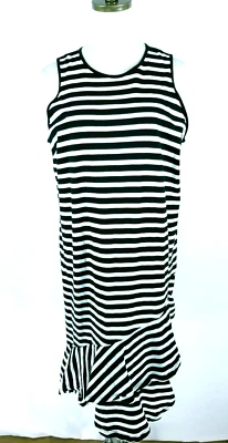 Lauren Ralph Lauren Womens Size XL Striped Sleeveless Shift Dress Ruffle Hem - Image 1 of 4