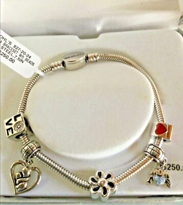  PULSERA DE FLORES DE AMOR PARA DAMA DE ACERO INOXIDABLE CON 5 CUENTAS CORAZÓN MAMÁ NIÑO $250  Foto 1 de 4