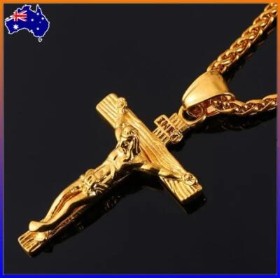Jesus Christ Pendant Christian Crucifix Religious Cross Necklace With Chain Gift - image 1 of 4